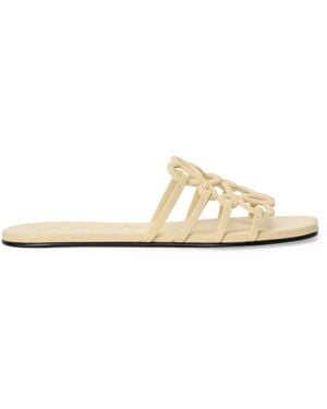 Loewe Leather Petal Anagram Sandals - Natural