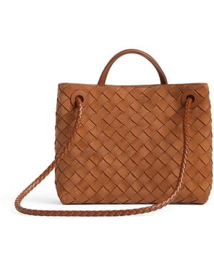 Bottega Veneta Small Suede Andiamo Top-Handle Bag - Brown