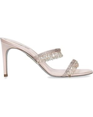 Rene Caovilla Satin Chandelier Heeled Mules 80 - White
