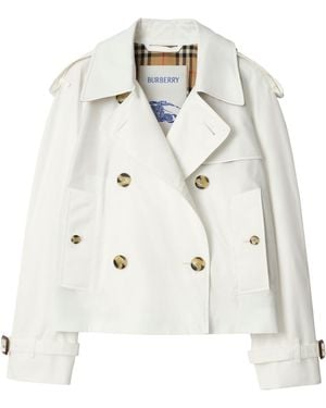 Burberry Cropped Mayfair Trench Jacket - White