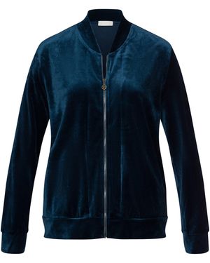 Hanro Velour Favourites Zip-Up Sweatshirt - Blue