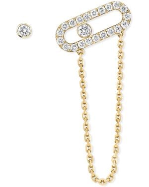 Messika Move Uno And Diamond Asymmetric Earrings - Metallic