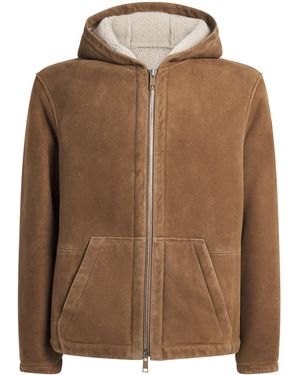 Yves Salomon Shearling Reversible Hooded Jacket - Brown