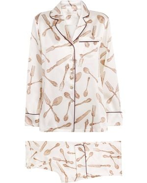 Olivia Von Halle Silk Silverware Lila Sevilla Pyjama Set - Natural