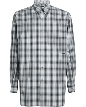 Willy Chavarria Cotton Shadow Check Shirt - Blue