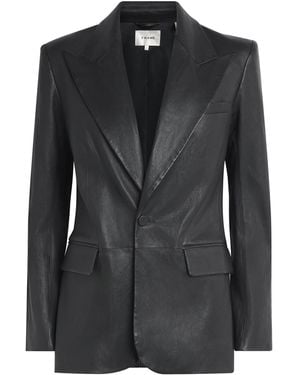 FRAME Leather The Peak Lapel Blazer - Black