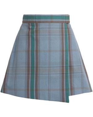 Vivienne Westwood Wool Tartan Cut Off Mini Skirt - Blue