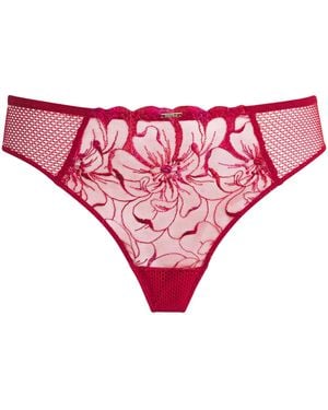 Chantelle Embroidered Fleurs Tanga - Pink