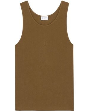 Saint Laurent Cotton Cassandre Tank Top - Green