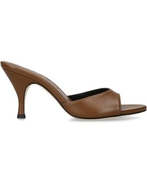 Aeyde Leather Samia Heeled Mules 75 - Brown