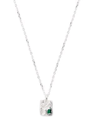 The Ouze Sterling And Emerald Bayliss Necklace - Metallic