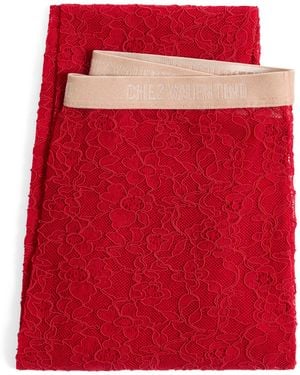 Valentino Lace Floral Tights - Red