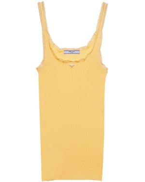 Prada Cotton Ribbed Tank Top - Yellow