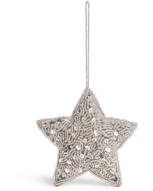 Harrods Beaded Star Tree Decoration - White