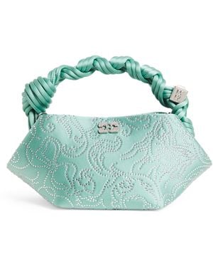 Ganni Mini Embellished Satin Bou Bag - Green