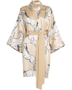 Olivia Von Halle Silk Mimi Clementine Robe - Natural