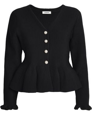 Sandro Peplum Cardigan - Black