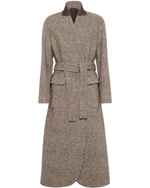 Brunello Cucinelli Virgin Wool-Blend Mélange Coat - Brown