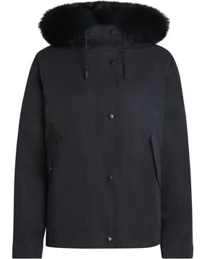 Yves Salomon Waterproof Fur-Trim Parka Coat - Black