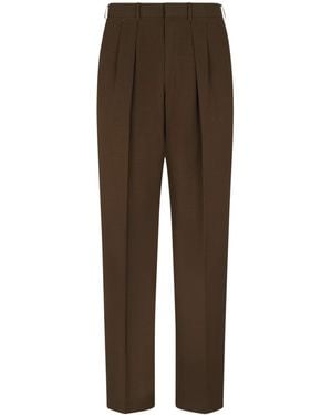 Tom Ford Wool Pleated Trousers - Brown