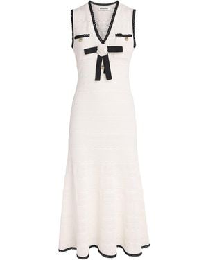 Self-Portrait Knitted Pointelle Midi Dress - White