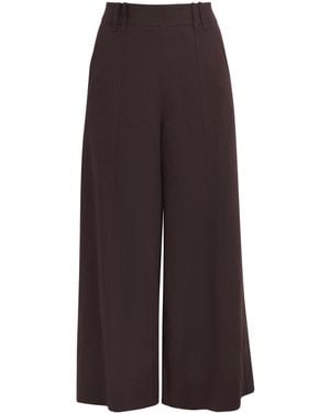 ME+EM Cropped Wide-Leg Pants - Brown