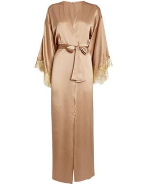 Gilda & Pearl Silk Gina Long Robe - Natural