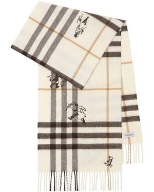 Burberry Cashmere Check Mates Scarf - White