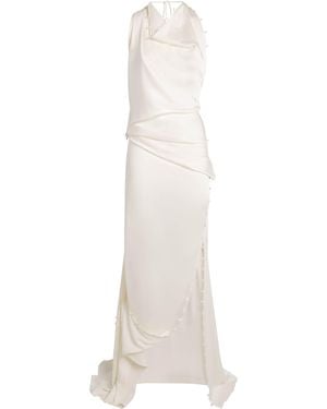 Victoria Beckham Satin Rouleaux Gown - White