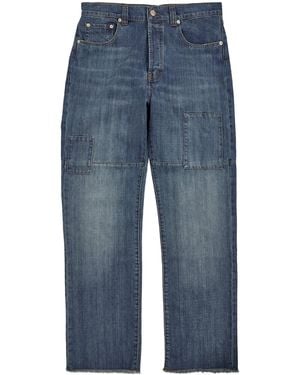 Wales Bonner Frayed-Hem Straight Jeans - Blue