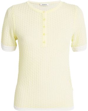 Sandro Pointelle-Knit Short-Sleeve Jumper - Yellow