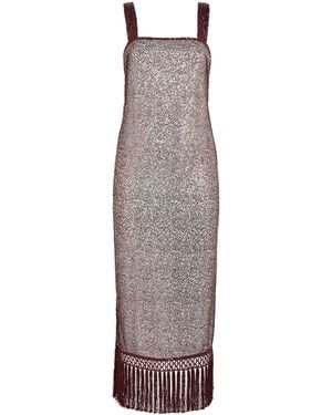 Taller Marmo Sequin Mazara Midi Dress - Red