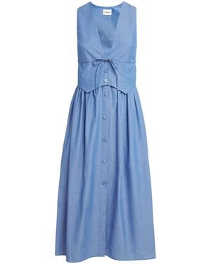 Claudie Pierlot Cotton Waistcoat Maxi Dress - Blue