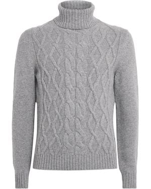 Isaia Cashmere Cable-Knit Rollneck Jumper - Grey
