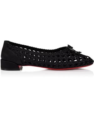 Christian Louboutin Sweetie Jane Silk Woven Ballet Flats - Black
