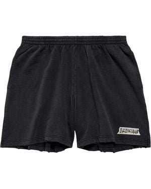 Balenciaga Cotton Oversized Shorts in Black for Men | Lyst