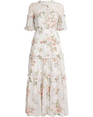 Needle & Thread Chiffon Madame Rose Carla Maxi Dress - Natural