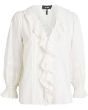 ME+EM Cotton Voile Ruffle Blouse - White