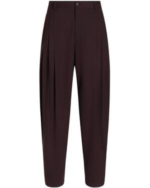 Dolce & Gabbana Stretch-Virgin Wool Pleated Trousers - Purple