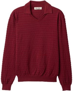 Miu Miu Cotton Piqué Polo Jumper - Red