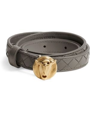 Bottega Veneta Leather Faces Belt - Grey