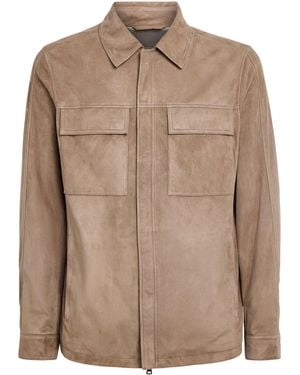 Paul & Shark Aqualeather Suede Jacket - Brown