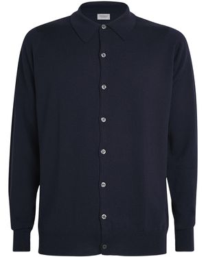 John Smedley Extra Fine Merino Wool Tibor Shirt - Blue