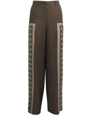 Tory Burch Silk Satin Straight Pants - Multicolour