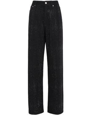 Maje Rhinestone-Embellished Wide-Leg Jeans - Black