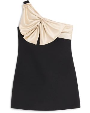 Valentino Silk-Wool Bow Mini Dress - Black