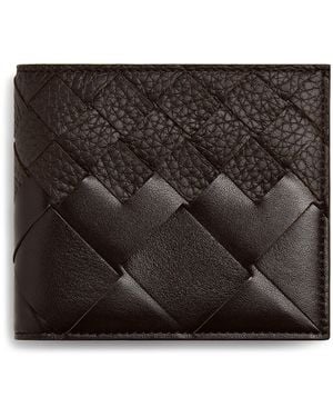 Bottega Veneta Leather Intrecciato Bifold Wallet - Black