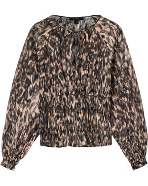 AllSaints Printed Keyhole-Detail Cern Blouse - Brown