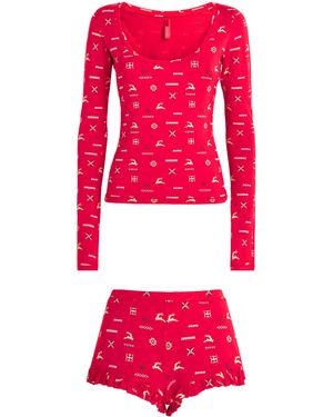 Skims Modal-Blend Festive Print Pajama Top - Pink