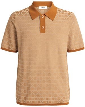 Sandro Jacquard Polo Shirt - Natural